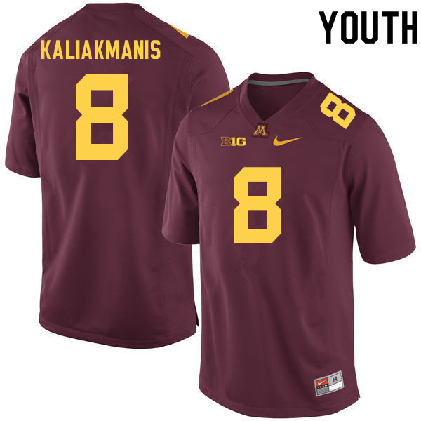 Youth #8 Athan Kaliakmanis Minnesota Golden Gophers College Football Jerseys Sale-Maroon - Click Image to Close